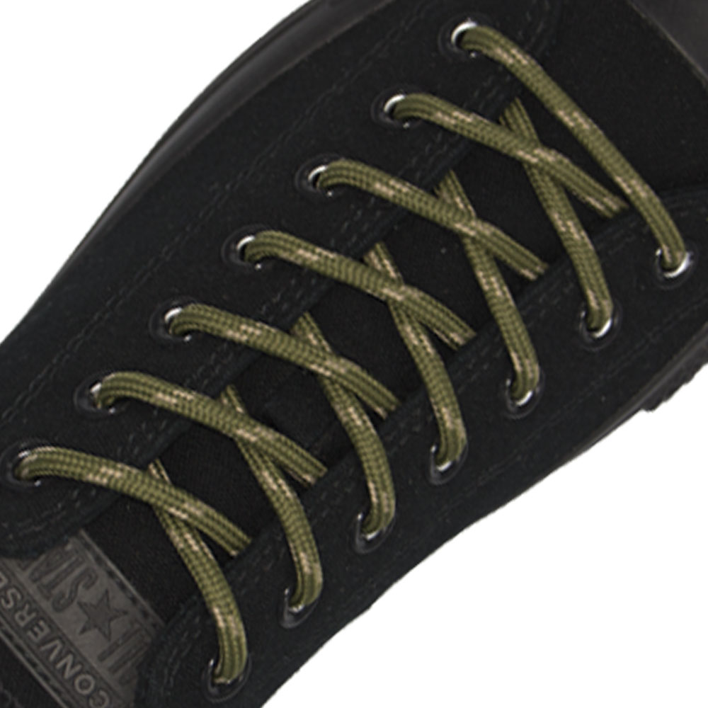 Army Green Tan Spotted Round Shoelace - 30cm Length 4mm Diameter