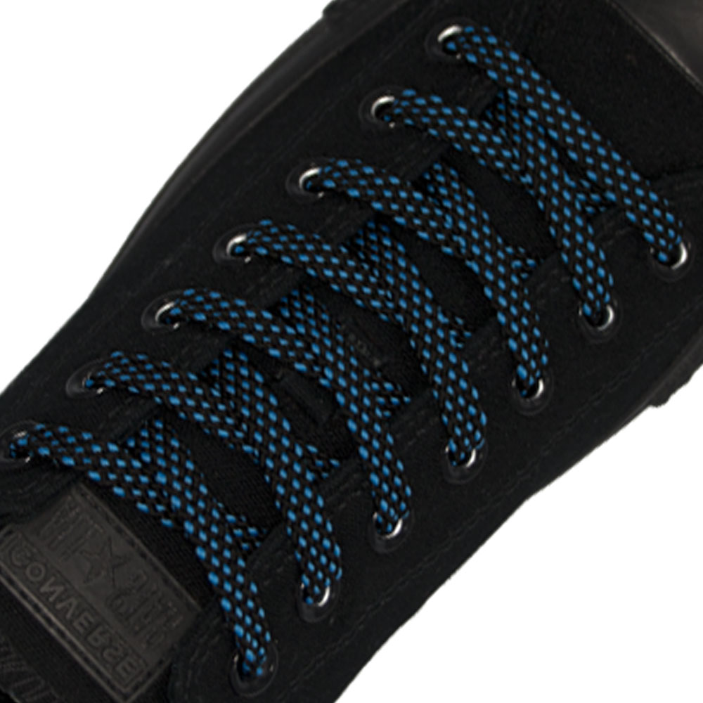 Black Blue Spotted Flat Shoelace - 30cm Length 10mm Width