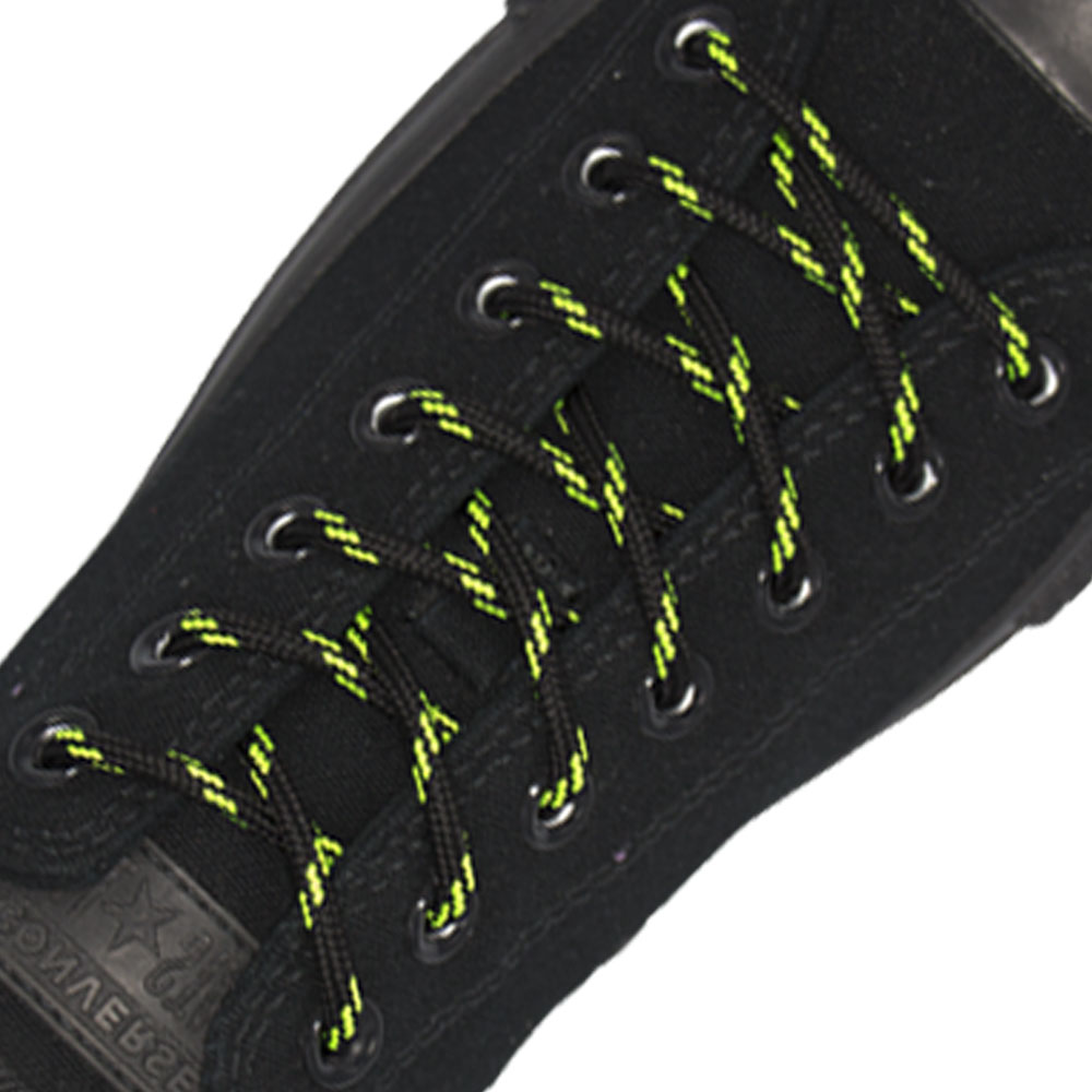 Black Green Spotted Round Shoelace - 30cm Length 4mm Diameter