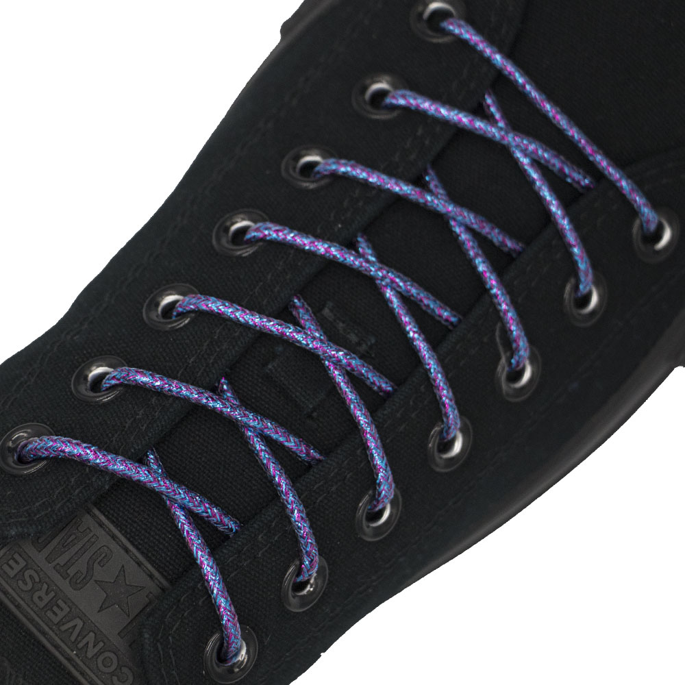 Blue Pink Glitter Shoelace - 30cm Length 4mm Diameter