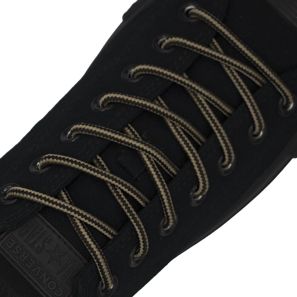 Light Brown Dark Brown Round Shoelace Two Tone - 30cm Length 5mm Diameter