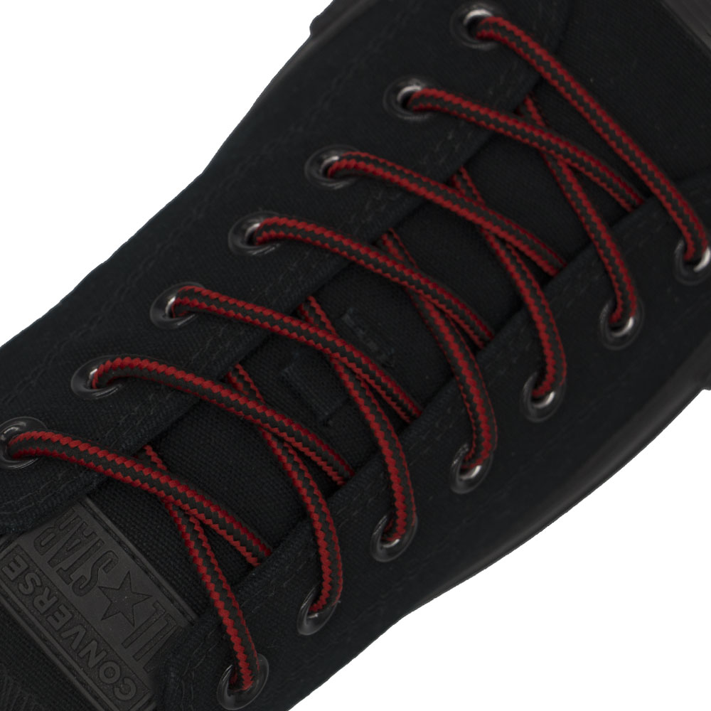 Red Black Round Shoelace Two Tone - 30cm Length 5mm Diameter