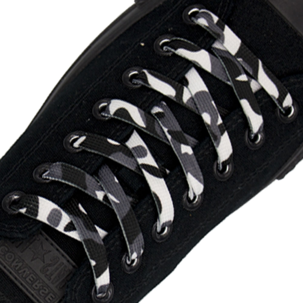 Black camouflage Flat Shoelace - 30cm Length 10mm Width