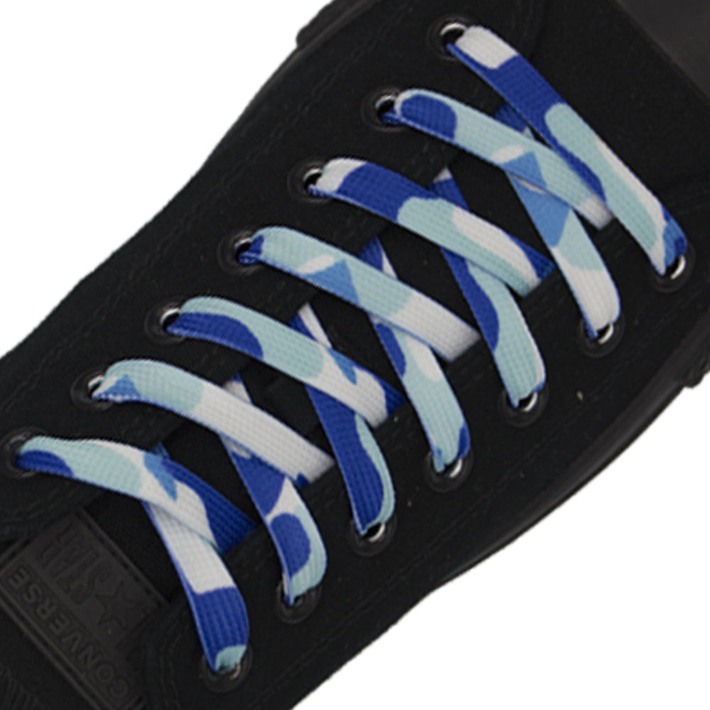Blue Camouflage Flat Shoelace - 30cm Length 10mm Width