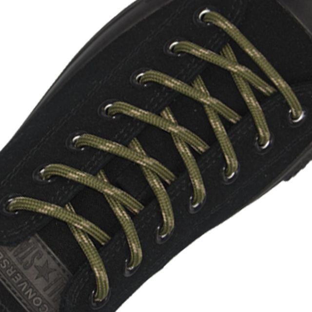 Army Green Tan Spotted Round Shoelace - 30cm Length 4mm Diameter
