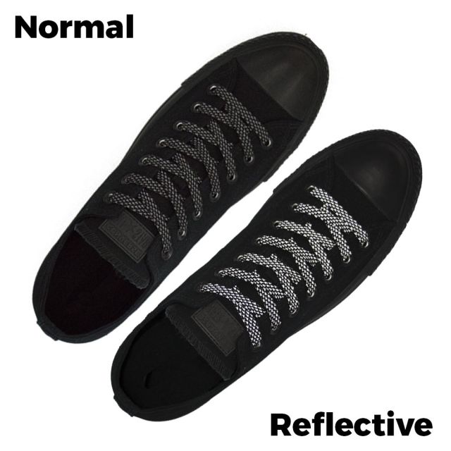 Black Reflective Shoelace - 30cm Length 10mm Width