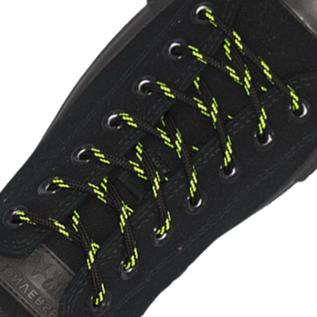 Black Green Spotted Round Shoelace - 30cm Length 4mm Diameter