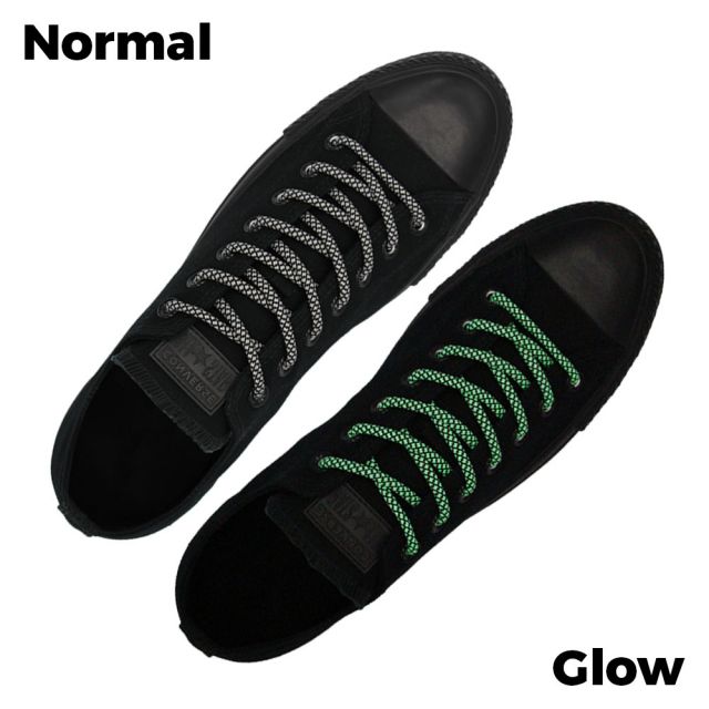 Black Grey Glow Shoelace - 30cm Length 5mm Diameter