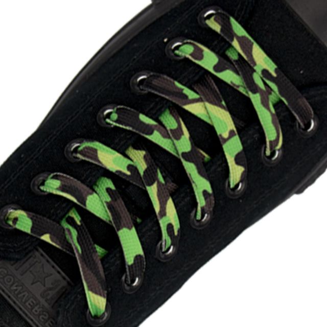 Green Camouflage Flat Shoelace - 30cm Length 10mm Width