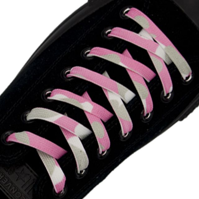 Pink Camouflage Flat Shoelace - 30cm Length 10mm Width