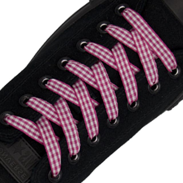 Plaid Shoelaces - Hot Pink 30cm Length 10mm Width