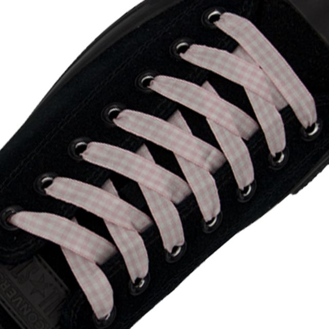 Plaid Shoelaces - Light Pink 30cm Length 10mm Width
