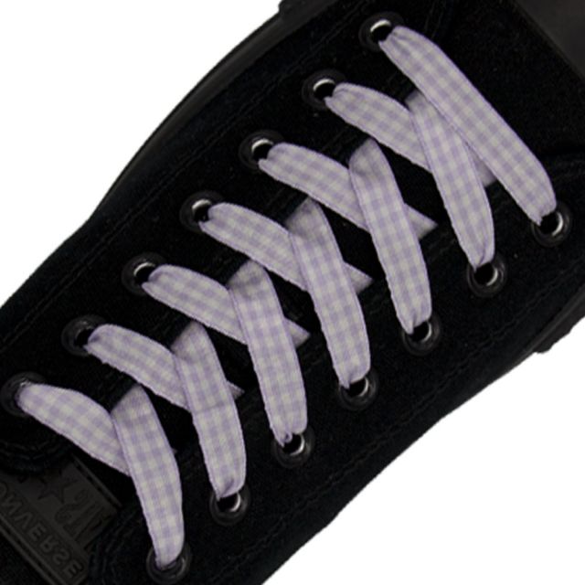 Plaid Shoelaces - Light Purple 30cm Length 10mm Width