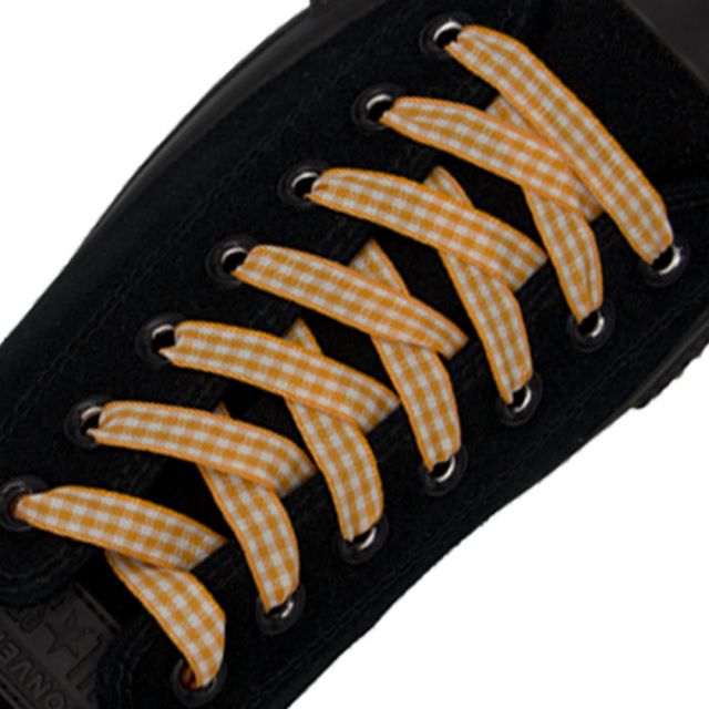 Plaid Shoelaces - Orange 30cm Length 10mm Width