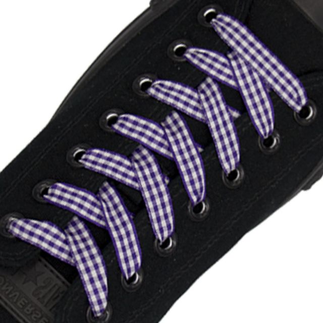Plaid Shoelaces - Dark Purple 30cm Length 10mm Width