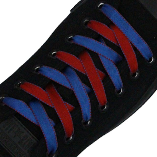 Blue Red Satin Shoelace - 30cm Length 10mm Width