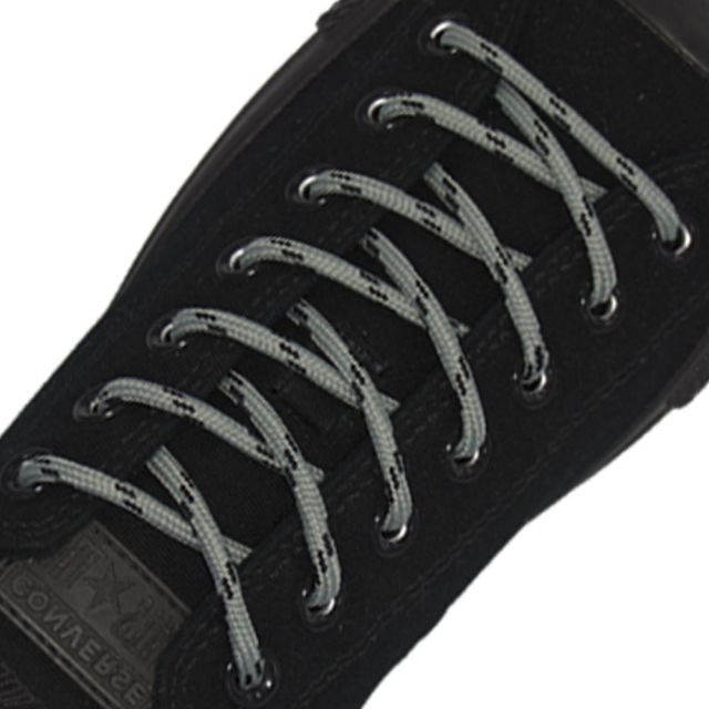Grey Black Spotted Round Shoelace - 30cm Length 4mm Diameter