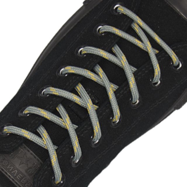 Grey Yellow Spotted Round Shoelace - 30cm Length 4mm Diameter