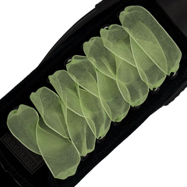 Fluro Light Green Organza Shoelace - 30cm Length 25mm Width