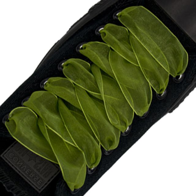 Olive Green Organza Shoelace - 30cm Length 25mm Width