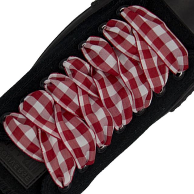 Plaid Shoelace Checker Large - Red 30cm Length 25mm Width