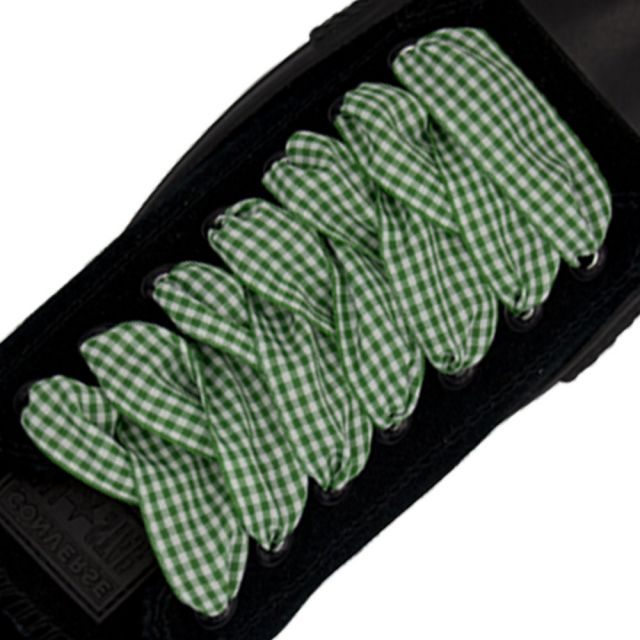 Plaid Shoelace Checker Medium - Green 30cm Length 25mm Width