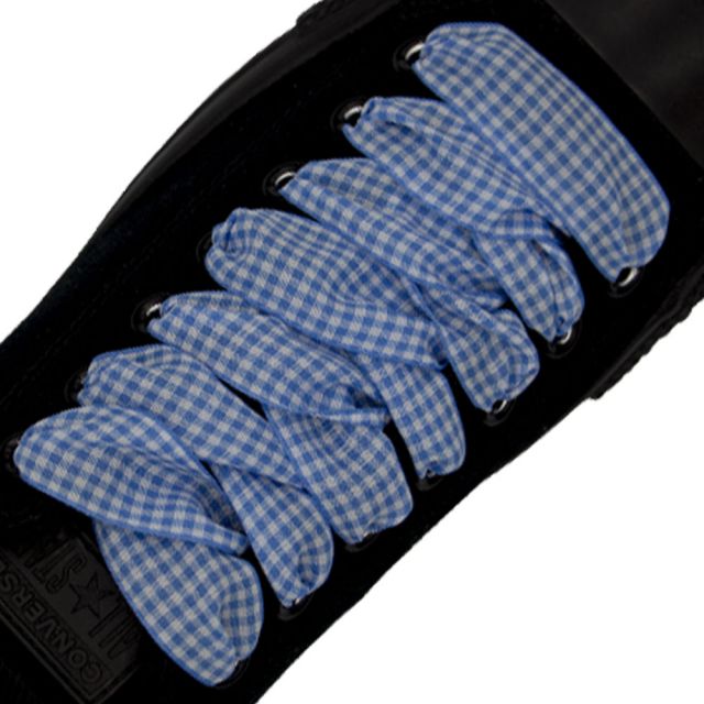 Plaid Shoelace Checker Medium - Light Blue 30cm Length 25mm Width