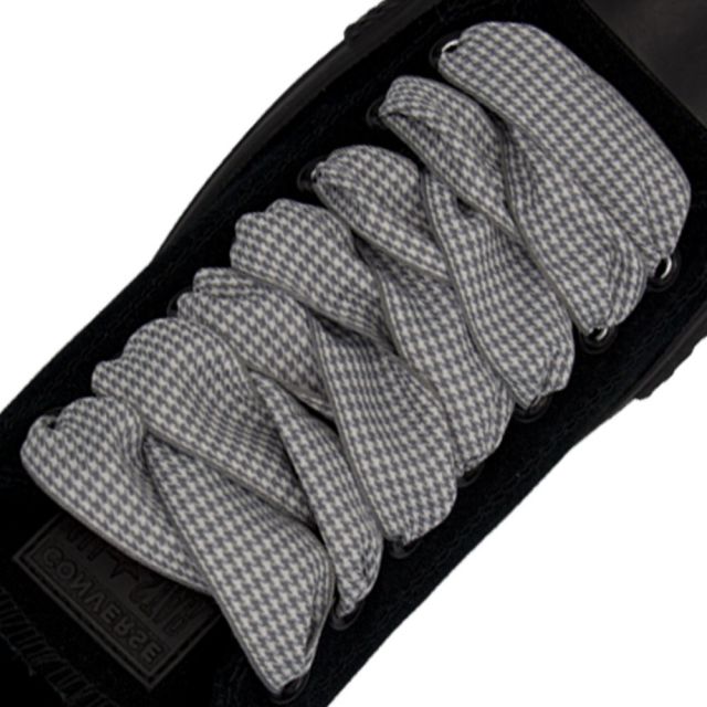 Plaid Shoelace Checker Small - Grey 30cm Length 25mm Width