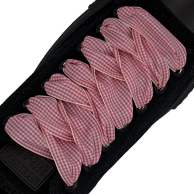 Plaid Shoelace Checker Small - Pink 30cm Length 25mm Width
