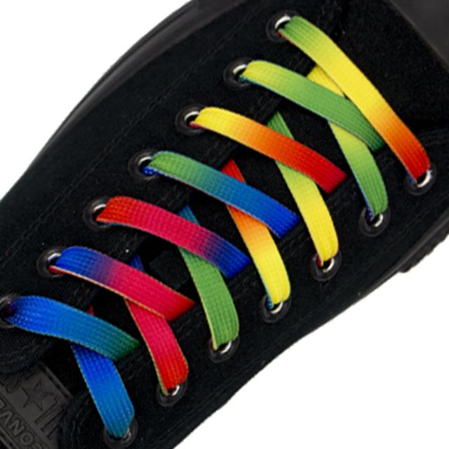 Rainbow Flat Shoelace - 30cm Length 10mm Width
