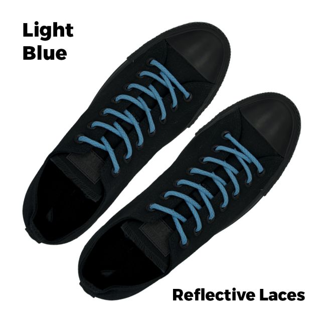 Light Blue Reflective Shoelace - 30cm Length 5mm Diameter - Dash