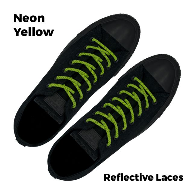 Fluro Yellow Reflective Shoelace - 30cm Length 5mm Diameter - Dash