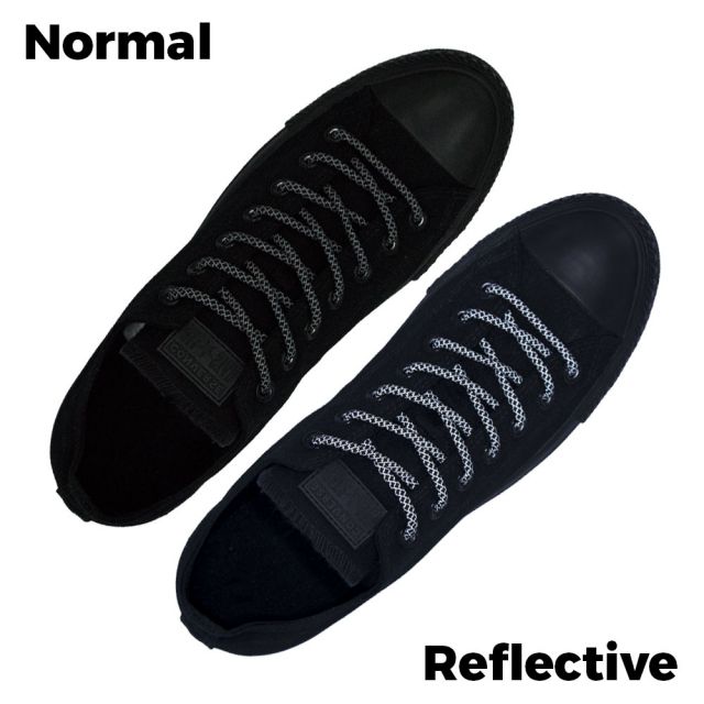 Black Reflective Shoelace - 30cm Length 5mm Diameter - Cross