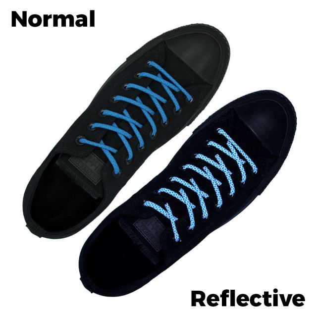 Light Blue Reflective Shoelace - 30cm Length 5mm Diameter - Cross