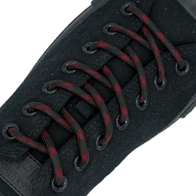 Black Red Round Shoelace Two Tone - 30cm Length 5mm Diameter