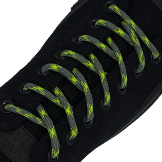 Green Grey Round Shoelace Two Tone - 30cm Length 5mm Diameter