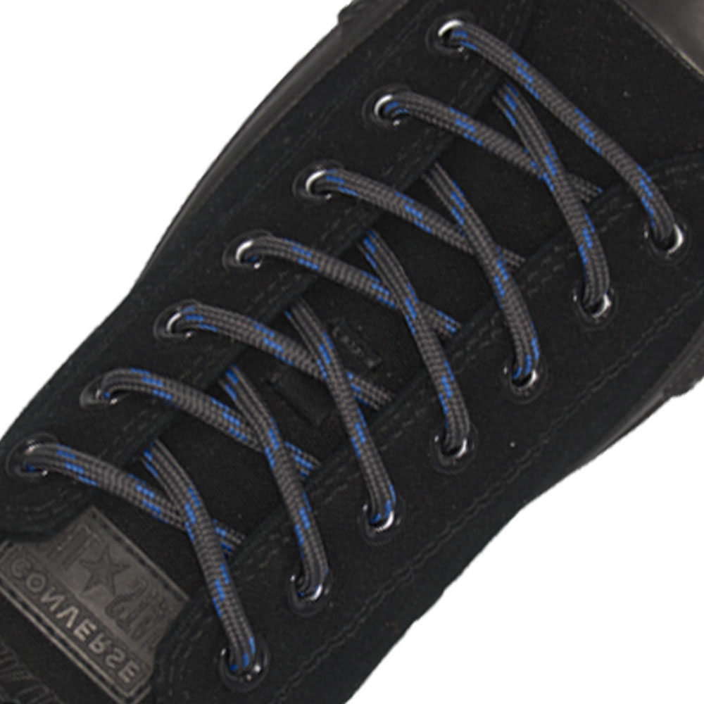 Dark Grey Blue Spotted Round Shoelace - 30cm Length 4mm Diameter