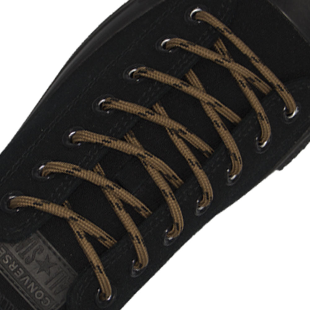 Brown Black Spotted Round Shoelace - 30cm Length 4mm Diameter