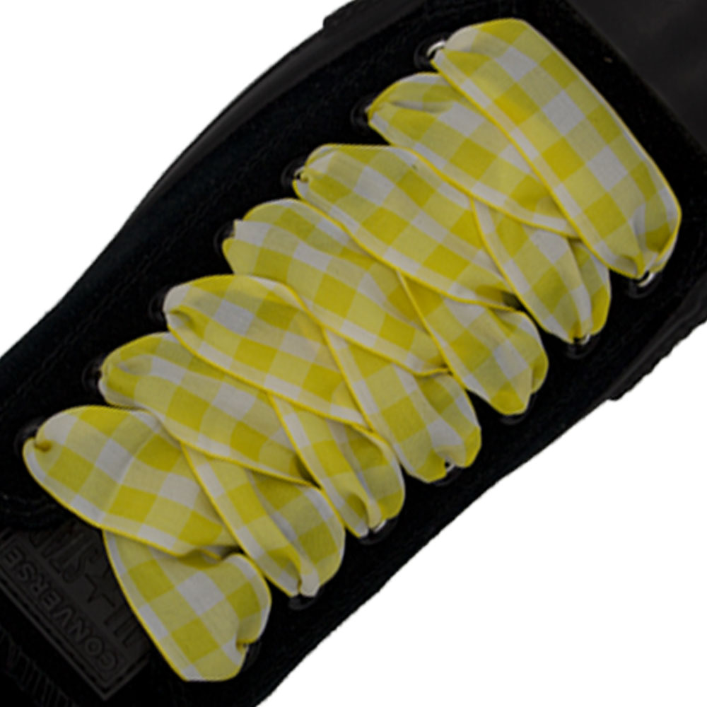 Plaid Shoelace Checker Large - Yellow 30cm Length 25mm Width
