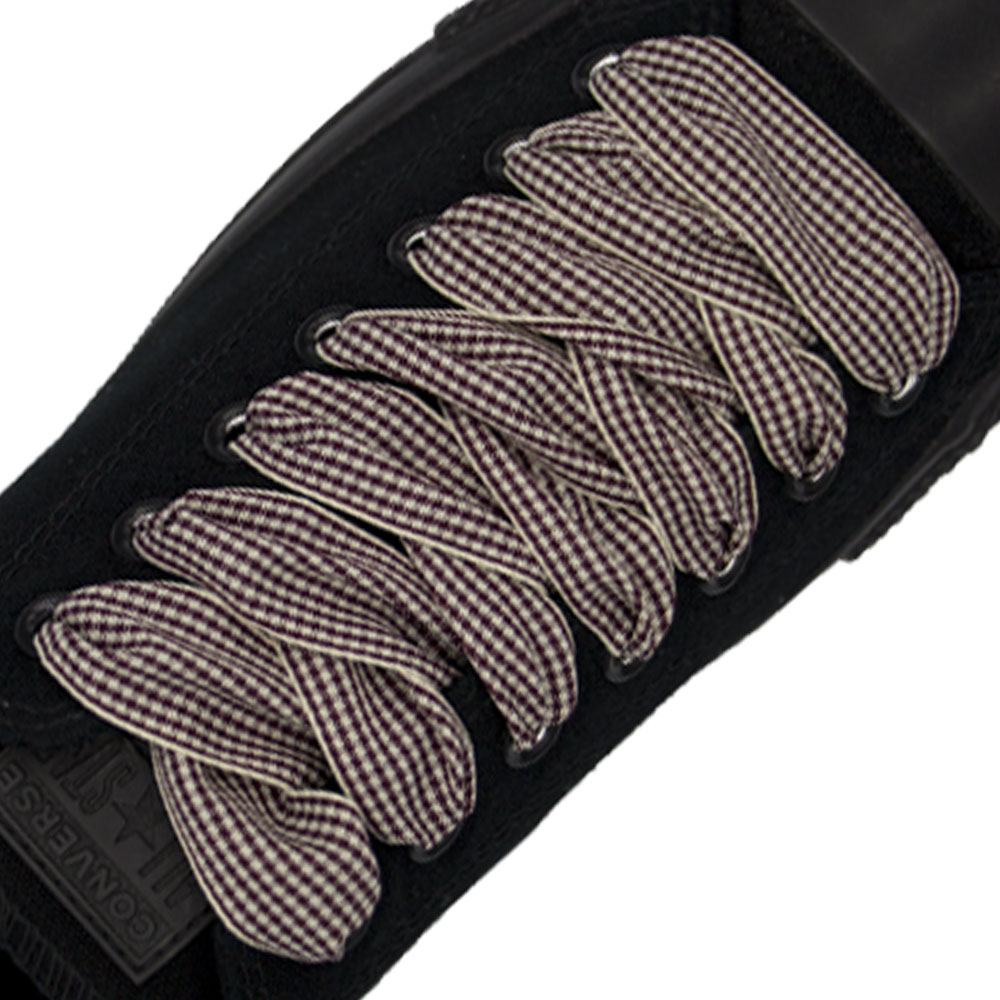 Plaid Shoelace Checker Small - Brown 30cm Length 25mm Width