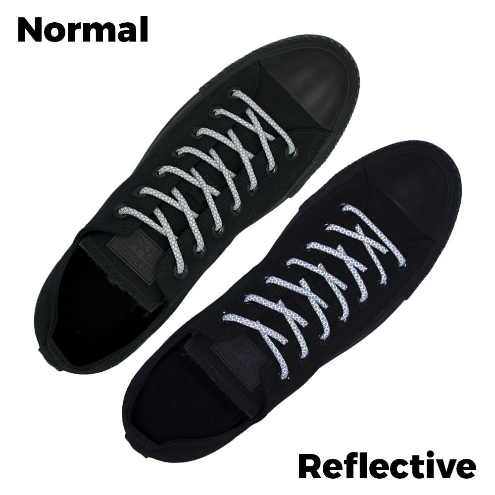 White Reflective Shoelace - 30cm Length 5mm Diameter - Cross