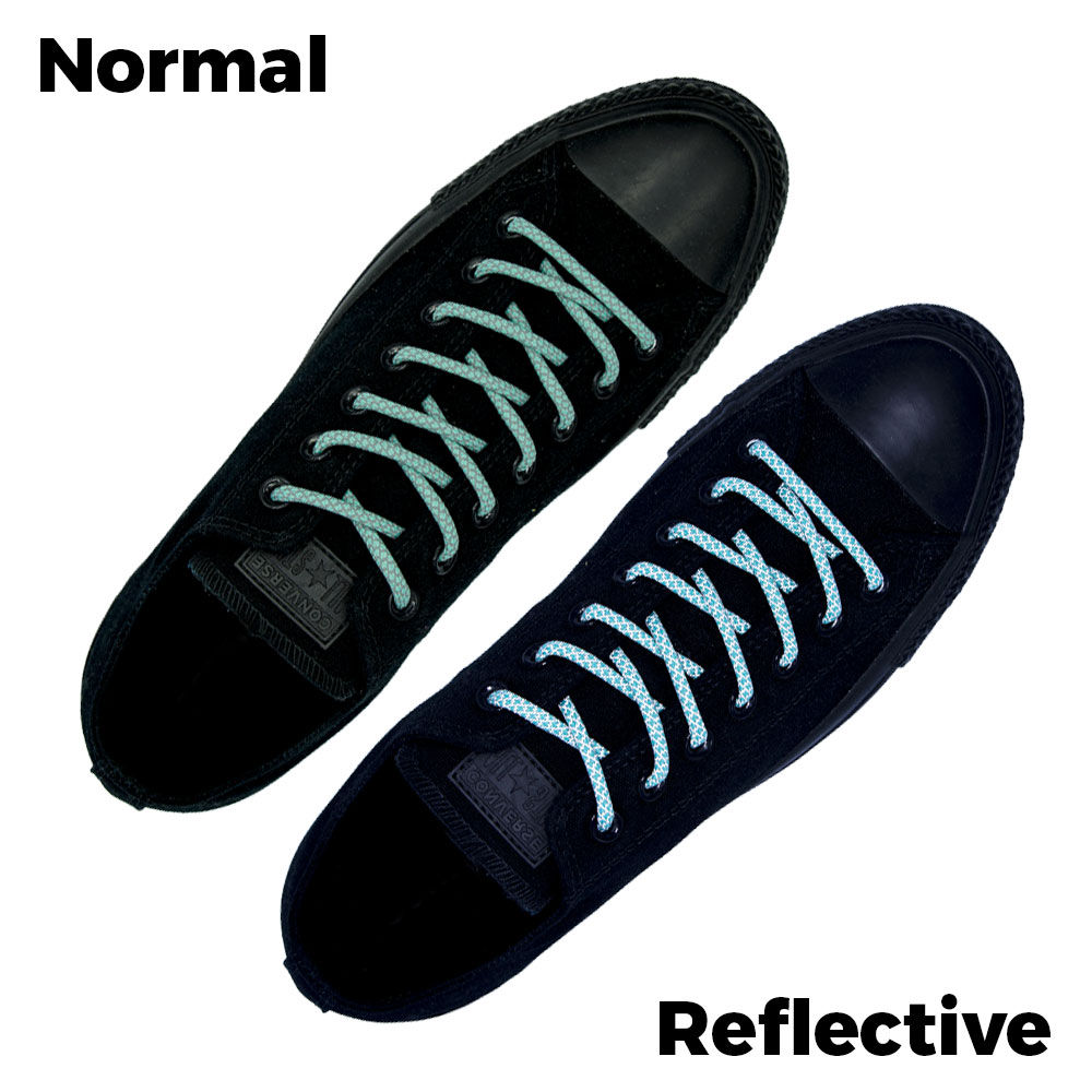 Aqua Reflective Shoelace - 30cm Length 5mm Diameter - Cross