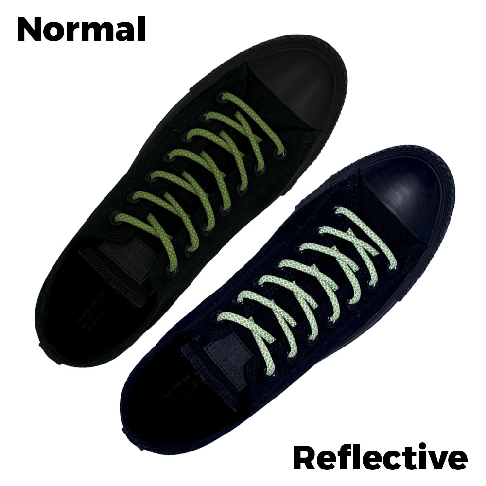 Green Reflective Shoelace - 30cm Length 5mm Diameter - Cross