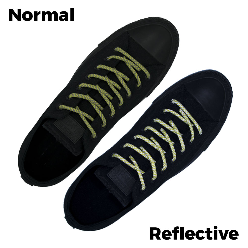 Yellow Reflective Shoelace - 30cm Length 5mm Diameter - Cross