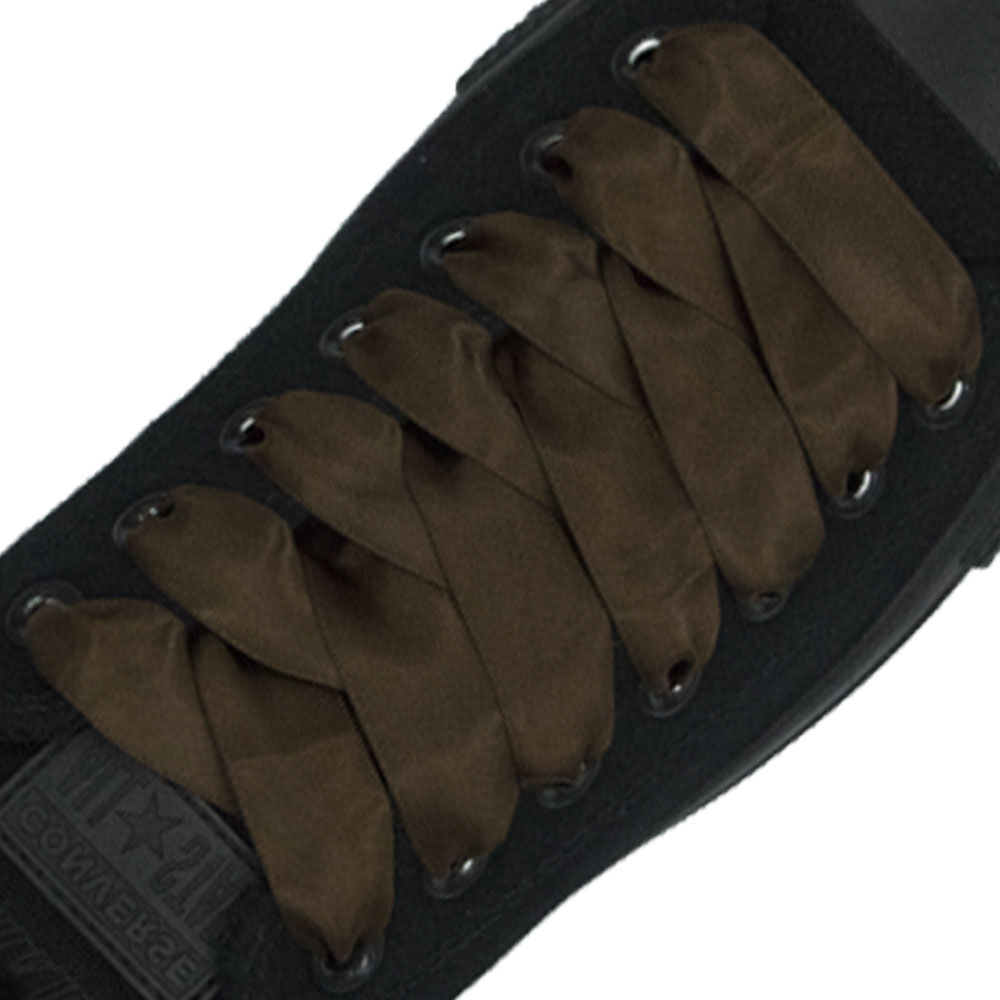Coffee Black Satin Shoelace - 30cm Length 20mm Width