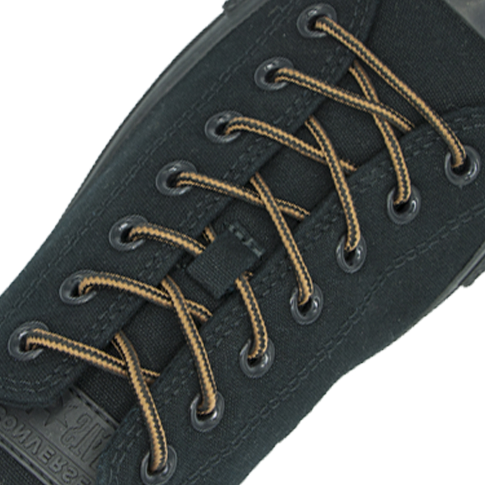 Brown Black Round Shoelace Two Tone - 30cm Length 4mm Diameter