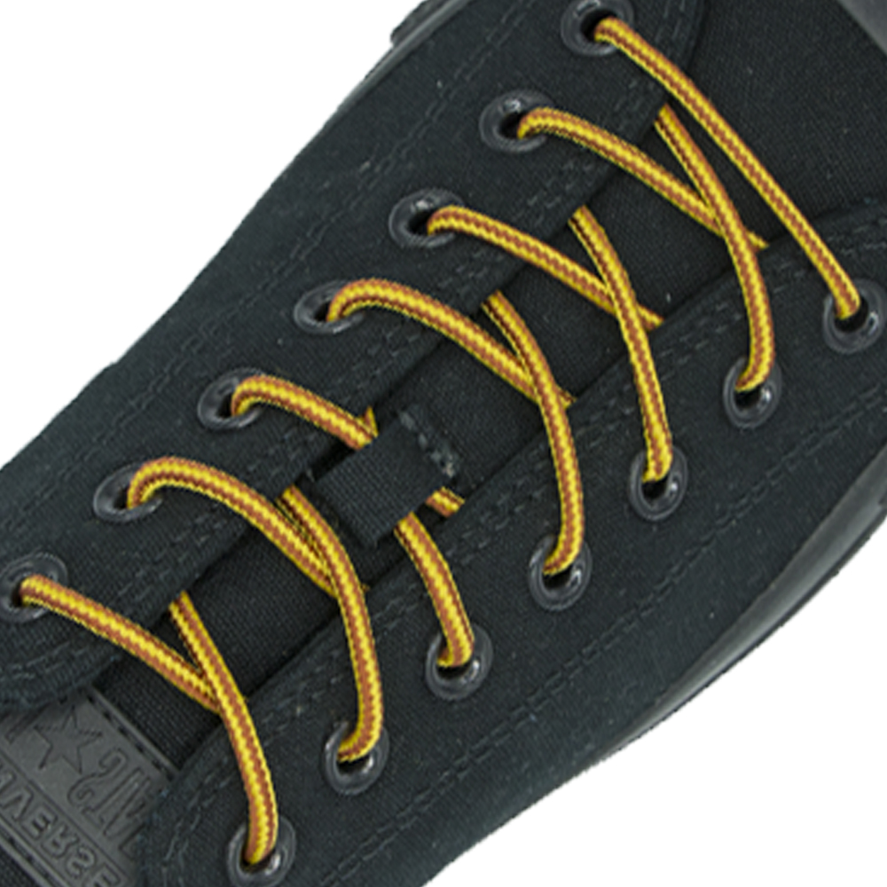 Yellow Brown Round Shoelace Two Tone - 30cm Length 4mm Diameter