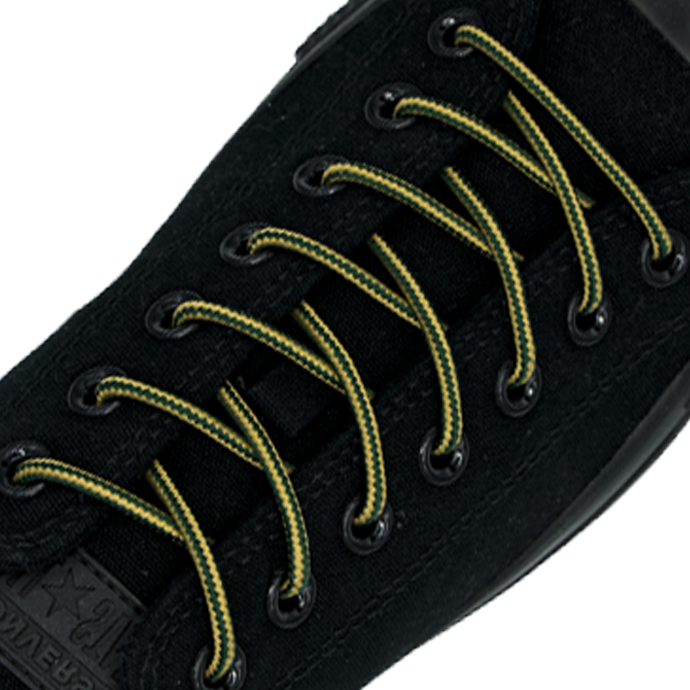 Green Yellow Round Shoelace Two Tone - 30cm Length 4mm Diameter