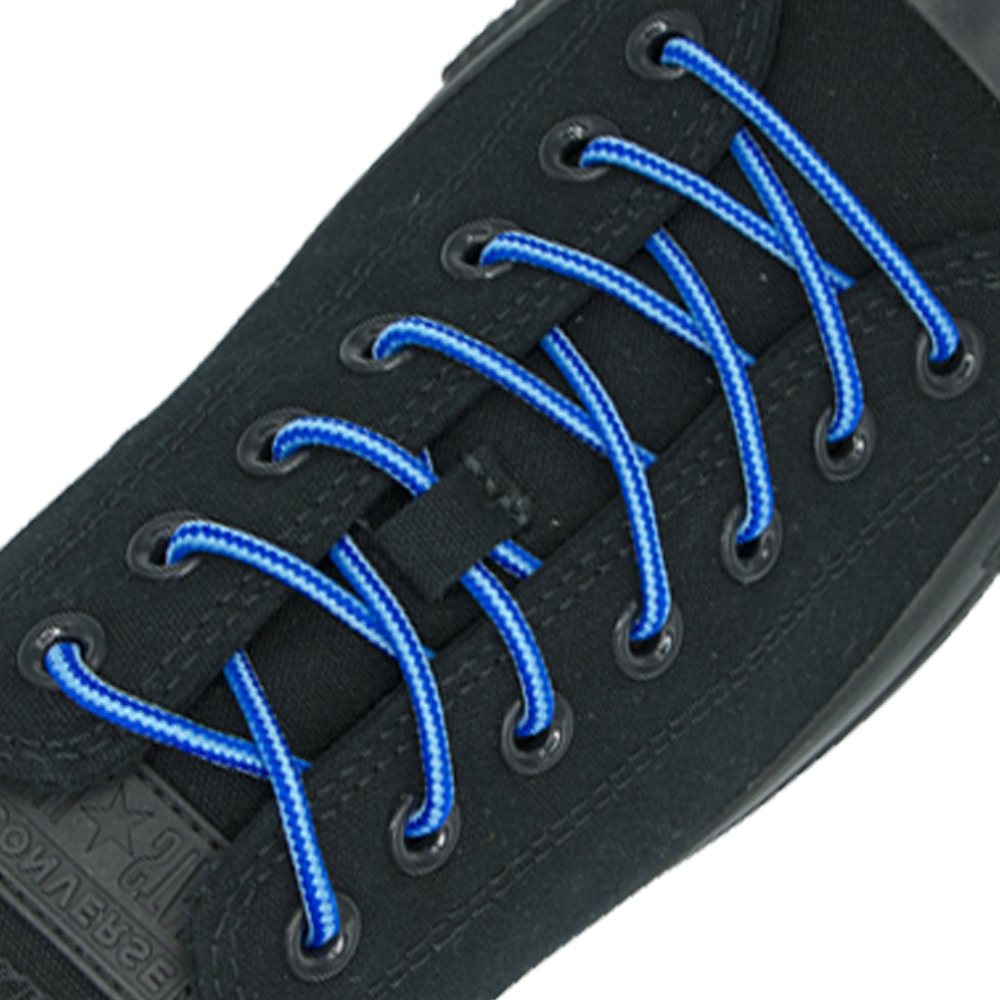 Light Blue Blue Round Shoelace Two Tone - 30cm Length 4mm Diameter
