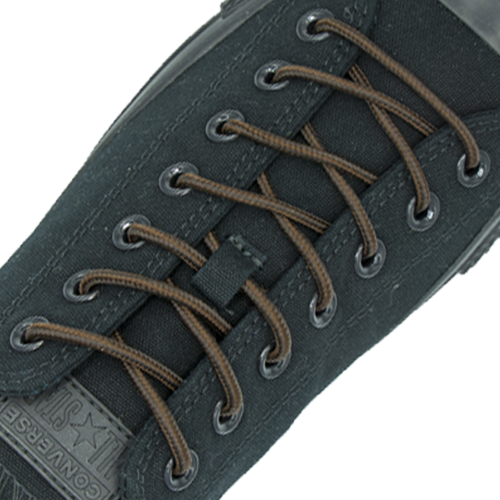 Dark Brown Black Round Shoelace Two Tone - 30cm Length 4mm Diameter